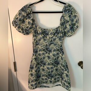 Green and blue floral dress